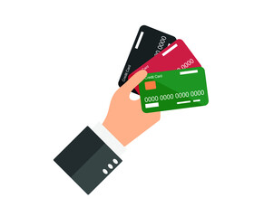 hands holding credit card for business concept. vector illustration