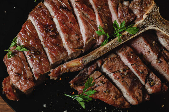 Grilled and sliced T-bone Steak.