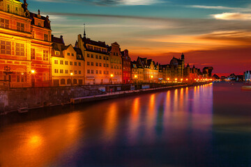 Fototapeta premium Old City on sunset. Gdansk, Poland.
