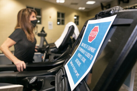 Gym: Sign On Treadmill To Promote Social Distancing