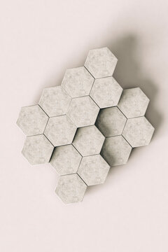 Abstract Marble hexagons on grey background