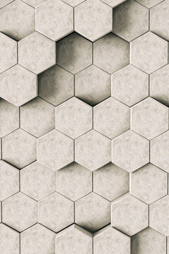 Abstract Marble hexagons on grey background
