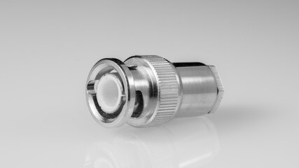 Male BNC connector on white background