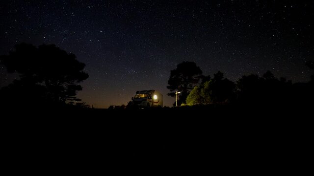 4K startrails timelapse in a campervan trip