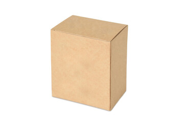 Brown rectangular cardboard box on white insulated background