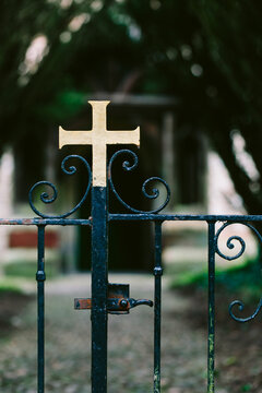 Cross on the gate of a church