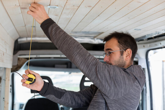 Man with a Vision Measuring and Planning his Mobile Home