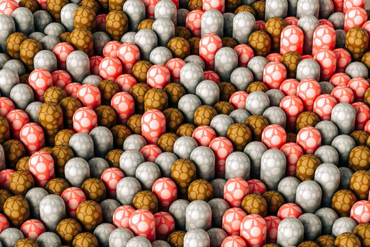 Abstract a-pois capsules on grey background