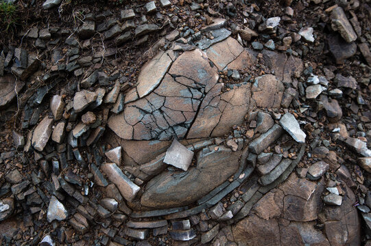 cracked stone close-up
