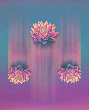 Flying Lotus Flowers Illustration