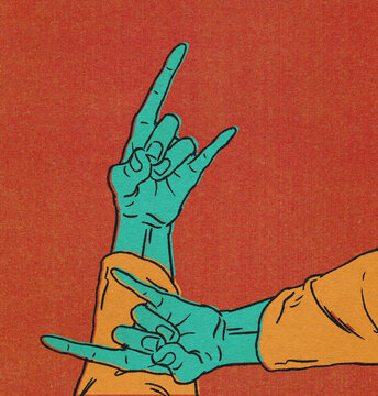 Double Hand Horns Gesture