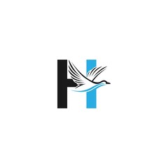 Letter H with duck icon logo design illustration