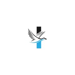 Letter I with duck icon logo design illustration