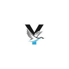 Letter Y with duck icon logo design illustration