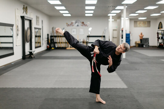 Practicing Martial Arts Kick