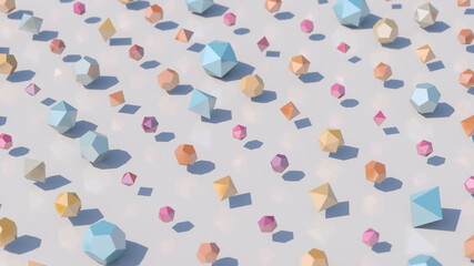 Colorful polyhedrons. Abstract illustration, 3d render.