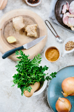 Ingredients for shawarma spice paste