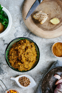 Ingredients for shawarma spice paste