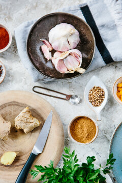 Ingredients for shawarma spice paste