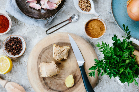 Ingredients for shawarma spice paste