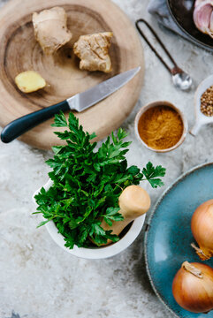 Ingredients for shawarma spice paste