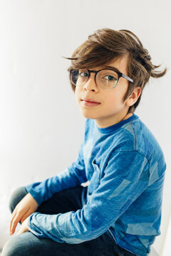Portrait of 10 years old at home studio