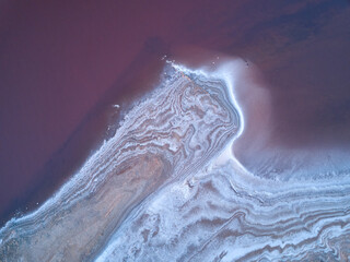 Colorful abstract background of pink salt lake