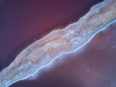 Colorful abstract background of pink salt lake