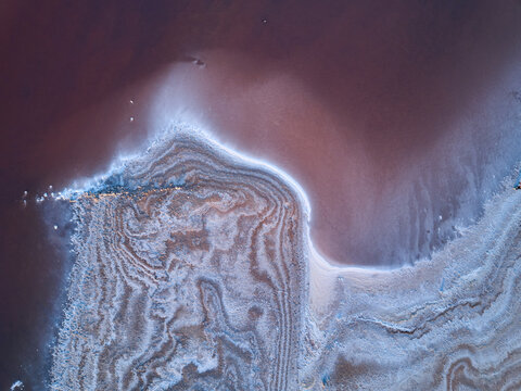 Colorful abstract background of pink salt lake