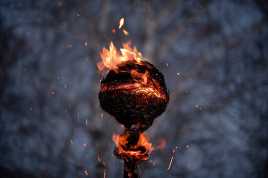 Traditional burning dolls of Shrovetide, winter farewell.