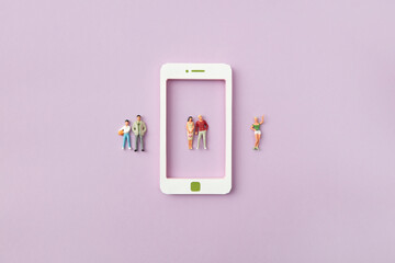 Man and woman with match in dating app