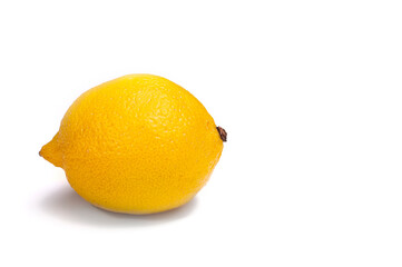isolated lemon lying horizontally on totally white background