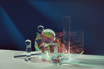 light passing through crystal glass