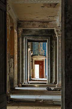 corridor of an abandoned old building