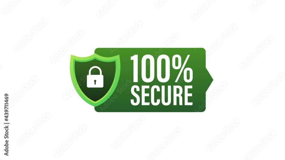 Poster 100 secure grunge icon. badge or button for commerce website. motion graphics.