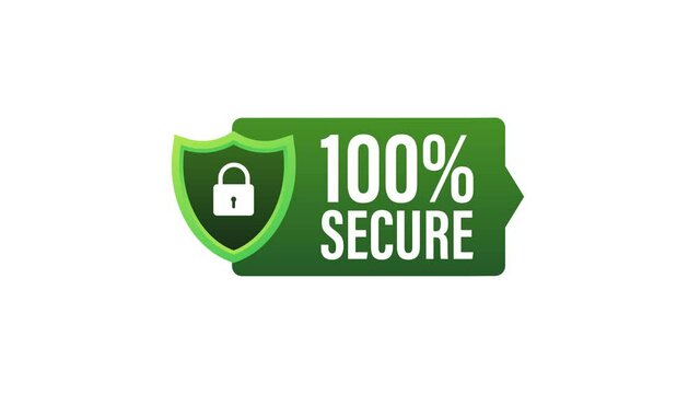100 Secure grunge icon. Badge or button for commerce website. Motion graphics.