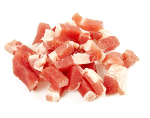 bacon cubes isolated on white background