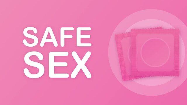 Condoms Package. Safe Love. Concept safe sex, healthy lifestyle. Contraception. Motion graphics.