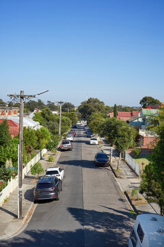 Elevated street view of Melbourne's inner city suburbs