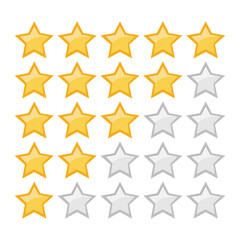 set of 5 star rating icon vector