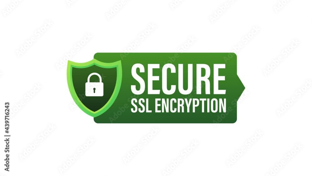 Poster secure connection icon motion graphics isolated on white background, flat style secured ssl shield s