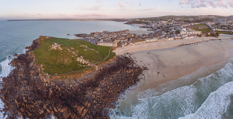 Sunset over Porthminster Beach in St Ives, Cornwall