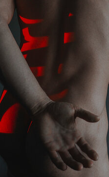 Man with an abstract inscription
