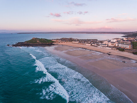 Sunset over Porthminster Beach in St Ives, Cornwall
