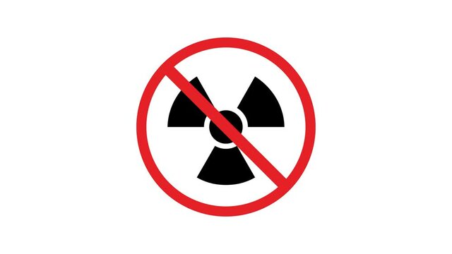 no radiation road sign animation. simple red circle prohibition Not Allowed Sign road motion design 4k with alpha channel mate