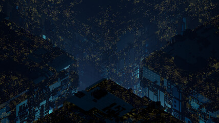 Isometric view of high tech data cubes