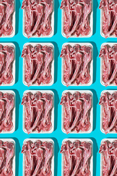 raw lamb rib chops mosaic