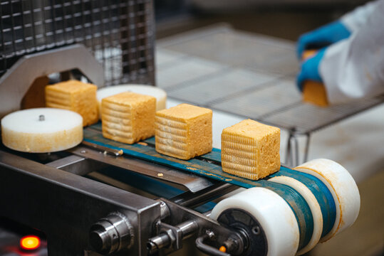 Industrial cutting and packing of cheese