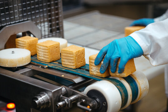 Industrial cutting and packing of cheese