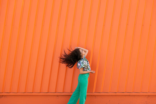 Careless woman in movement